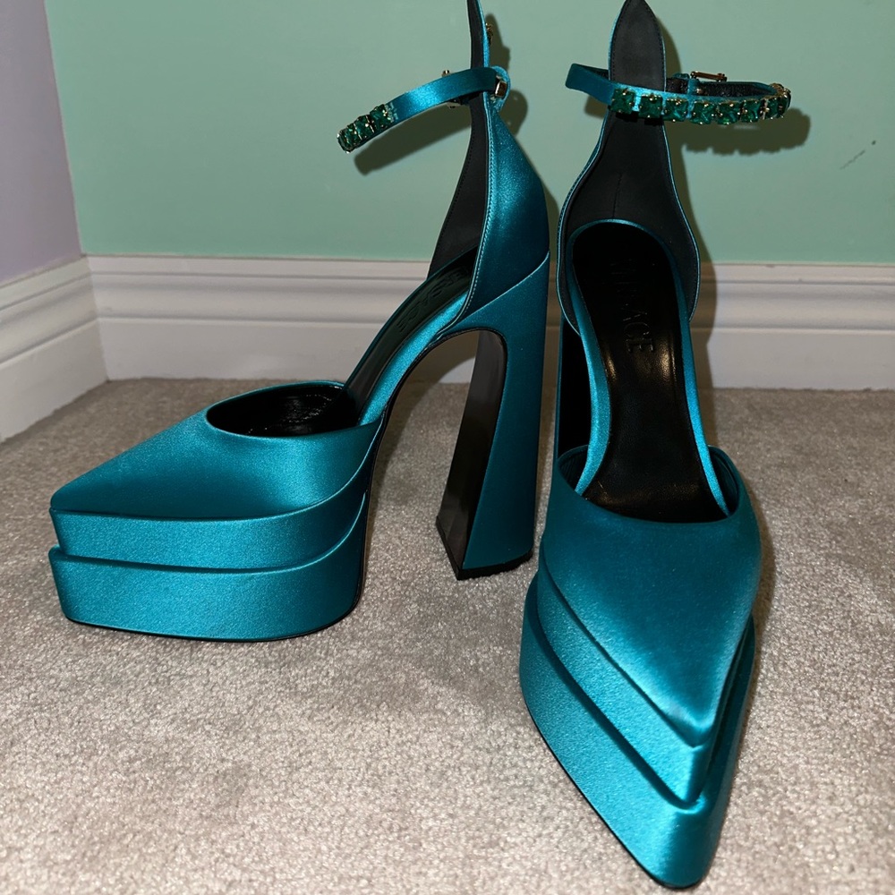Never Worn Blue Versace Aevitas Platform Heels